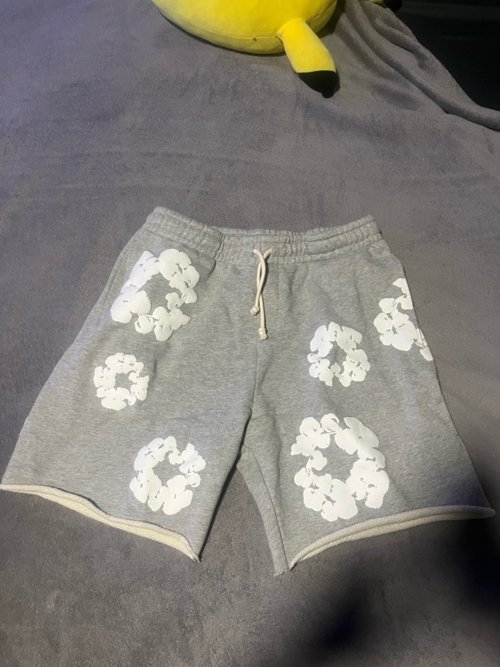 Grey Denim Tear Shorts